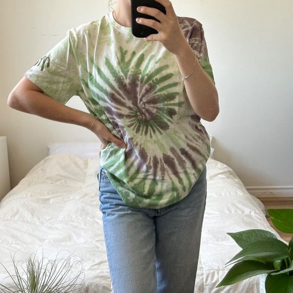 Green and purple spiral tie-dye t-shirt - Picture 2 of 6